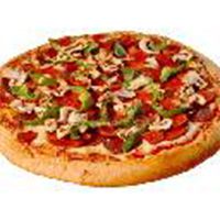 Round pizza with toppings 